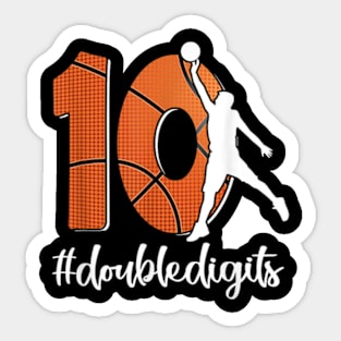 10th Birthday Double Digits Ten Basketball For Boys Men Sticker